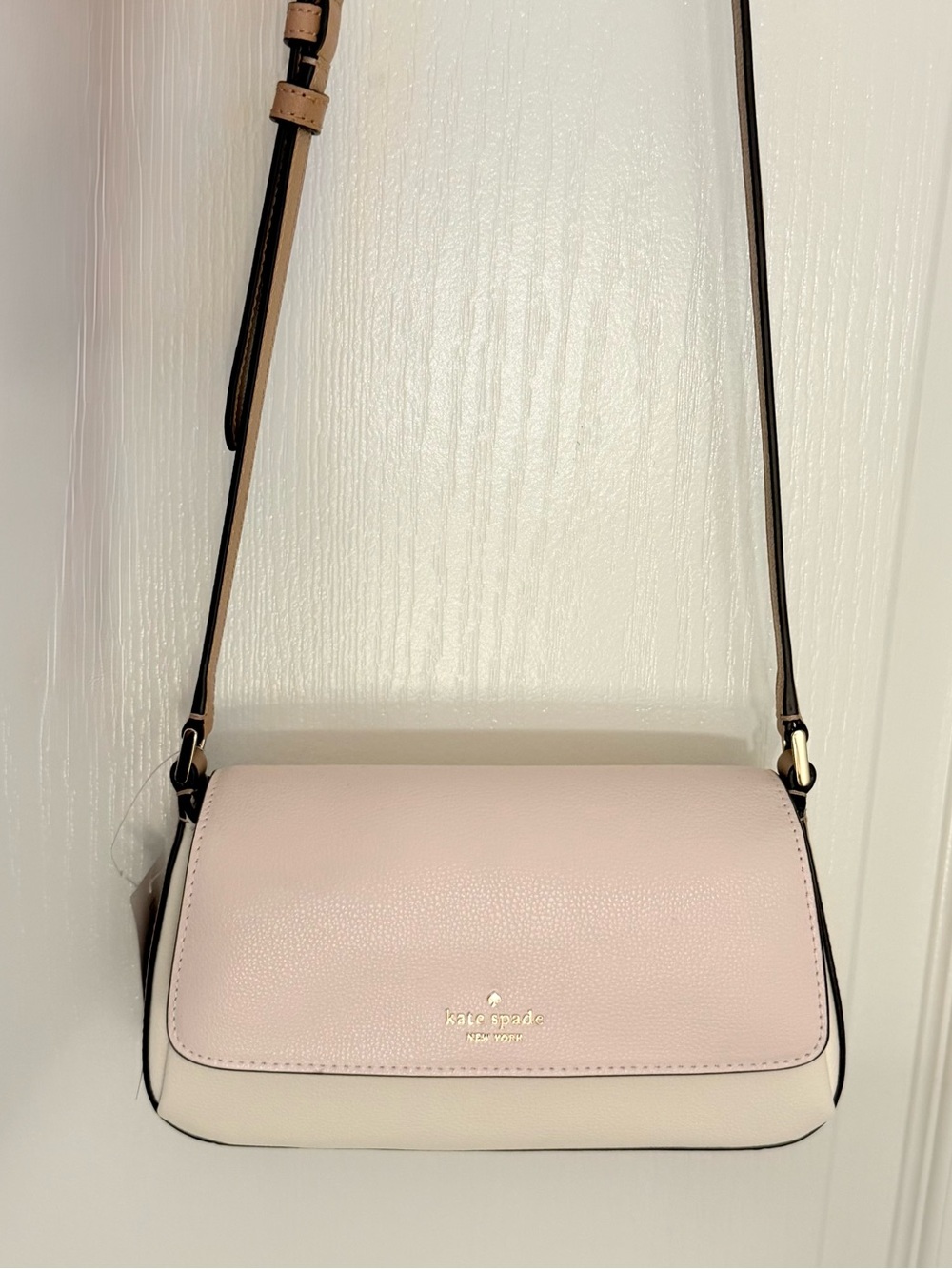 Kate Spade Pink & Cream Leather Crossbody with Adjustable Strap
